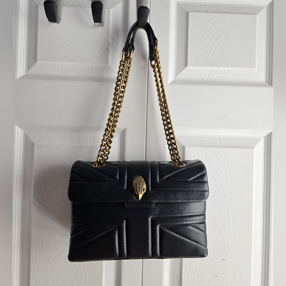 Kurt Geiger Black Shoulder Bag with Gold Chain